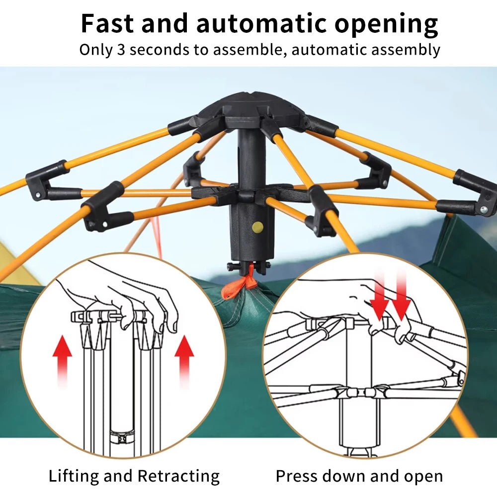 Pop - up - Campingzelt für 3–4 Personen – Wasserdicht & Wetterfest - Hunting & Outdoor e.U.