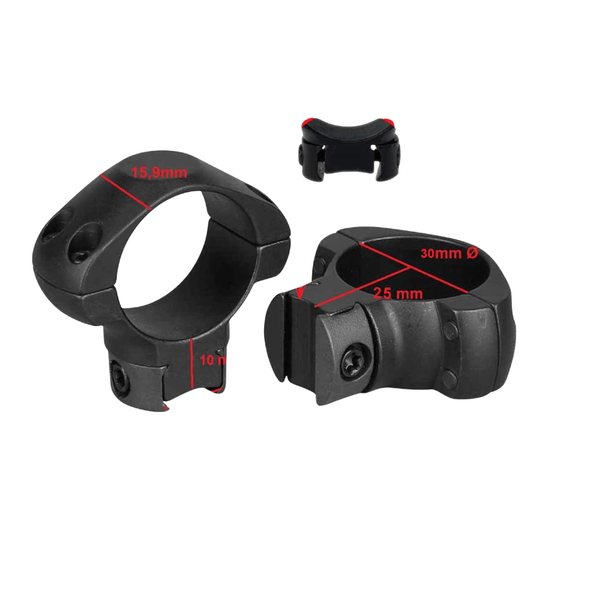 Zielfernrohr Montage Ringe aus Stahl mit 30mm Ø für 11 - 14mm Prismenschiene - Hunting & Outdoor e.U.